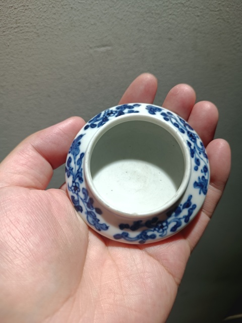 古玩陶瓷乾隆青花花卉紋水盂拍賣，當前價格5000元