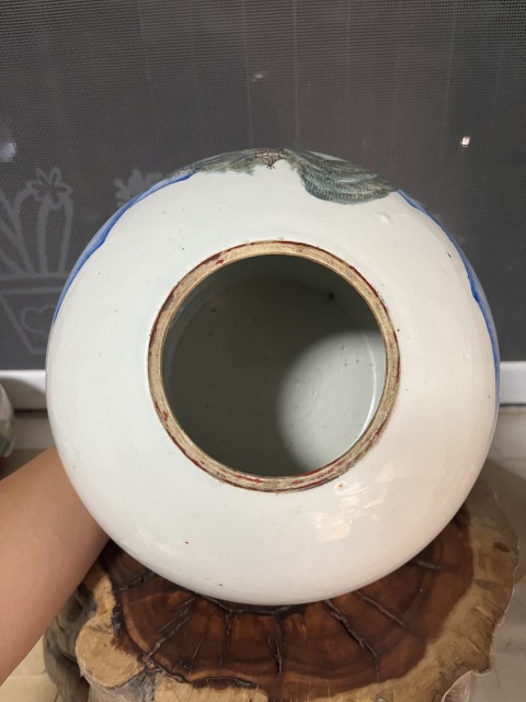 古玩陶瓷淺降山水人物西瓜罐拍賣，當(dāng)前價格8500元