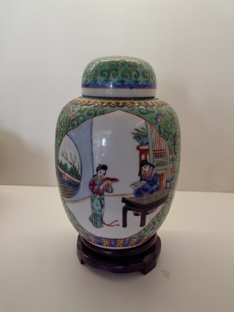 古玩陶瓷乾隆年制款三娘教子圖粉彩蓋罐拍賣，當前價格1880元