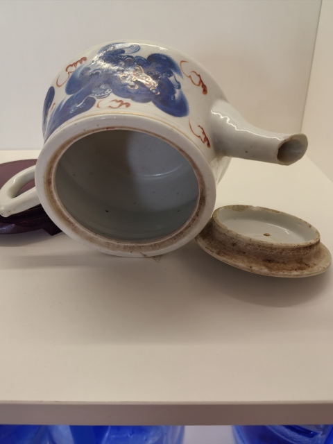 古玩陶瓷藍料彩獅紋執壺拍賣，當前價格2800元