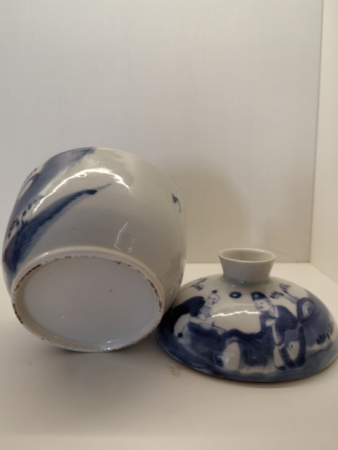 古玩陶瓷人物紋青花蓋缸拍賣，當前價格2500元