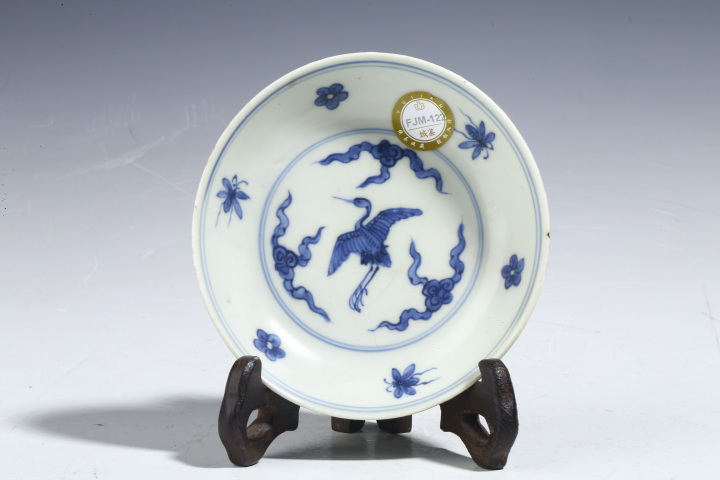 古玩陶瓷明晚 ?青花云鶴紋小盤拍賣,當前價格2500元