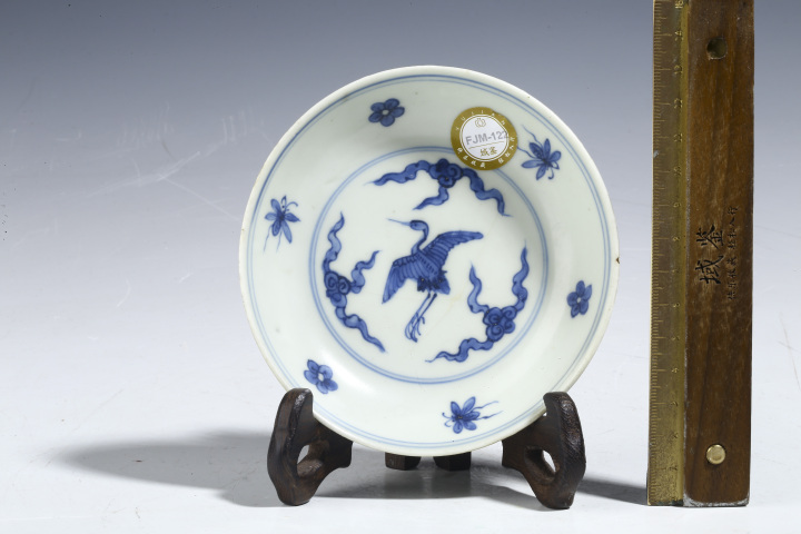 古玩陶瓷明晚 ?青花云鶴紋小盤拍賣,當前價格2500元