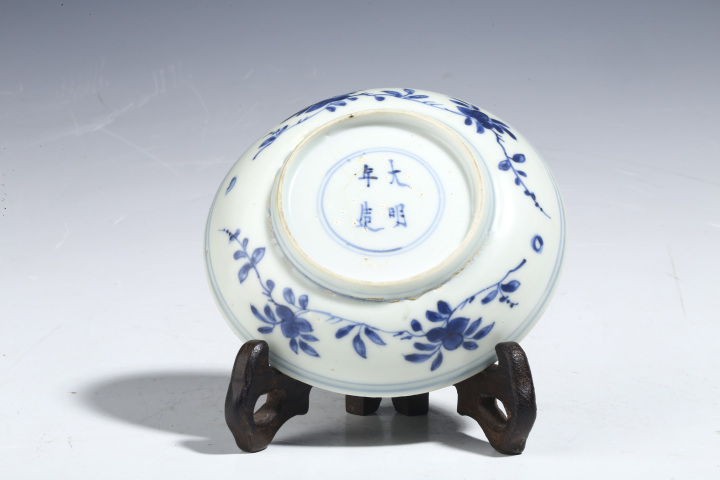 古玩陶瓷明晚 ?青花云鶴紋小盤拍賣,當前價格2500元
