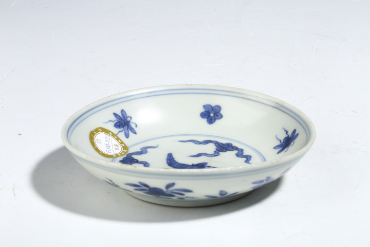 古玩陶瓷明晚 ?青花云鶴紋小盤拍賣,當前價格2500元