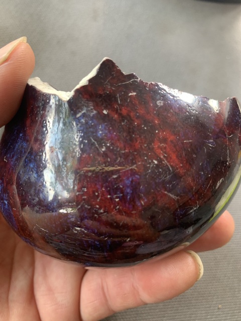 古玩陶瓷窯變紅釉天球瓶標(biāo)本拍賣，當(dāng)前價格600元