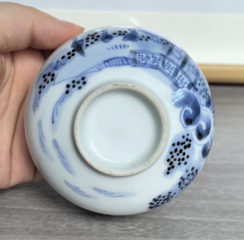 古玩陶瓷晚清民國 青花山水人物風景紋碗拍賣,當前價格390元