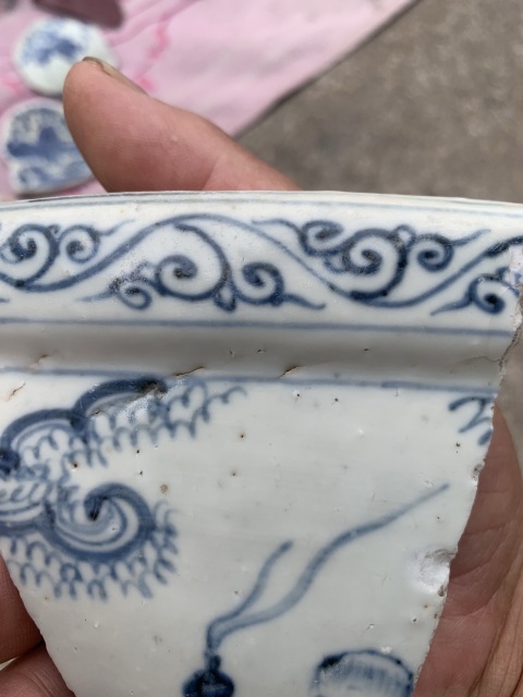 古玩陶瓷空白期青花瓷片拍賣，當前價格3000元
