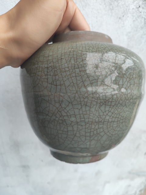 古玩陶瓷明末清初青釉罐拍賣,當前價格599元