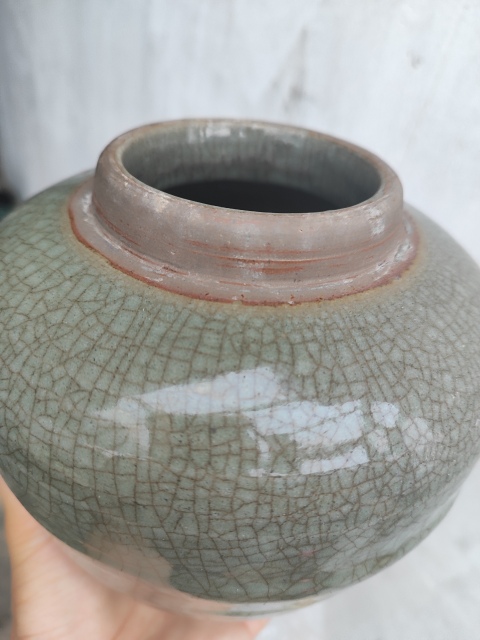 古玩陶瓷明末清初青釉罐拍賣,當前價格599元