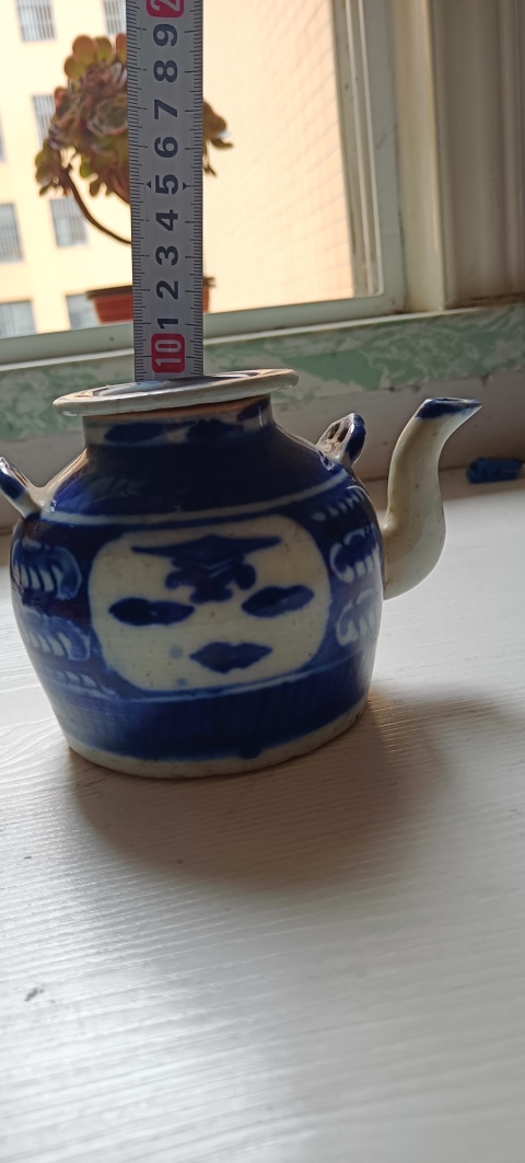古玩陶瓷晚清青花提梁壺（沒有蓋、壸嘴掉粘）拍賣，當前價格222元