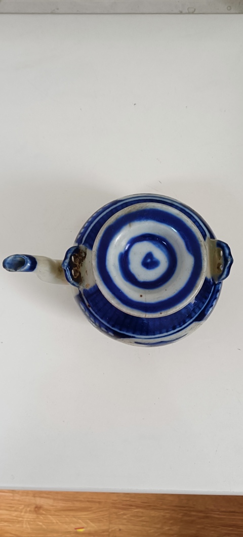 古玩陶瓷晚清青花提梁壺（沒有蓋、壸嘴掉粘）拍賣，當前價格222元