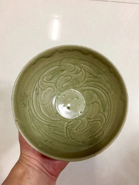 古玩陶瓷珠光青瓷刻花斗笠碗拍賣，當前價格3800元