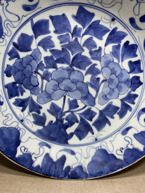 古玩陶瓷青花折枝花卉紋盤拍賣，當前價格1580元