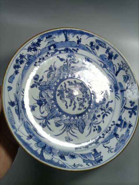 古玩陶瓷康熙青花漁樵耕讀圖盤拍賣，當(dāng)前價(jià)格6000元