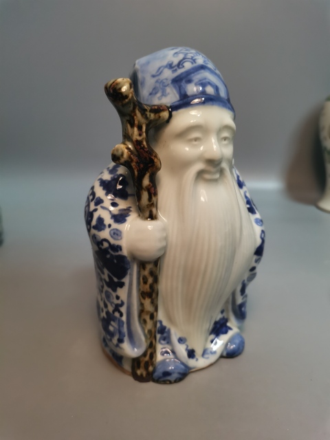古玩陶瓷民國解放初·青花福德正神造像真品鑒賞圖