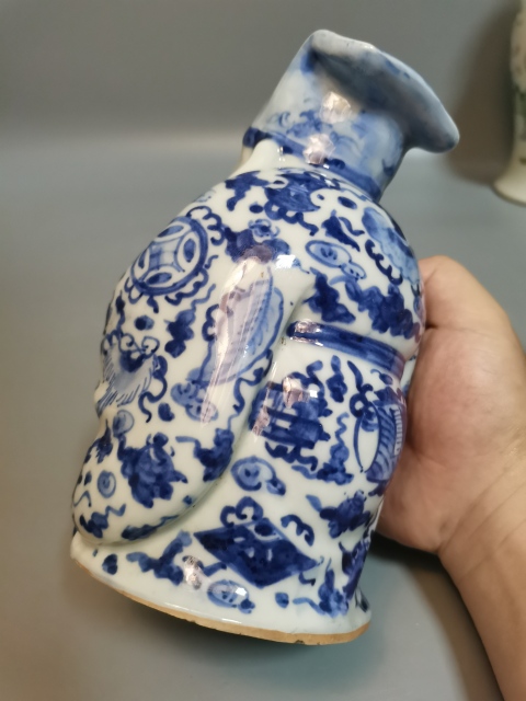 古玩陶瓷民國解放初·青花福德正神造像真品鑒賞圖