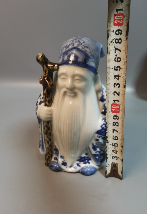 古玩陶瓷民國解放初·青花福德正神造像真品鑒賞圖