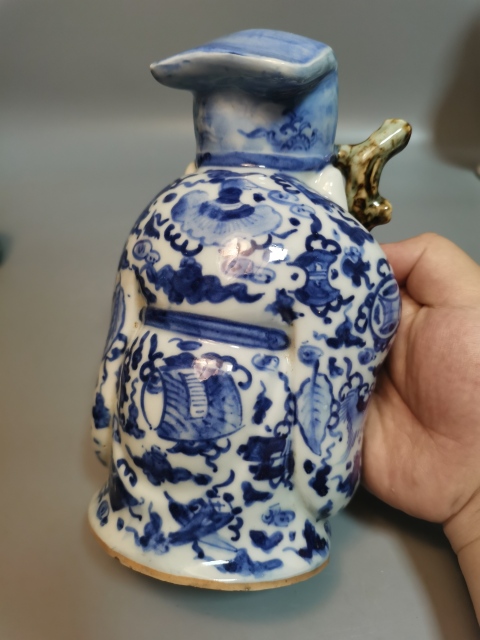 古玩陶瓷民國解放初·青花福德正神造像真品鑒賞圖