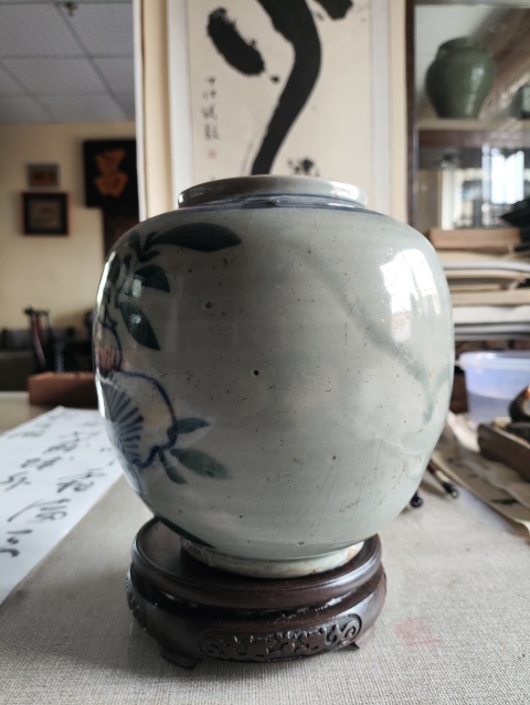 古玩陶瓷清磁州窯青花彩繪花卉紋蓋罐拍賣，當前價格333元