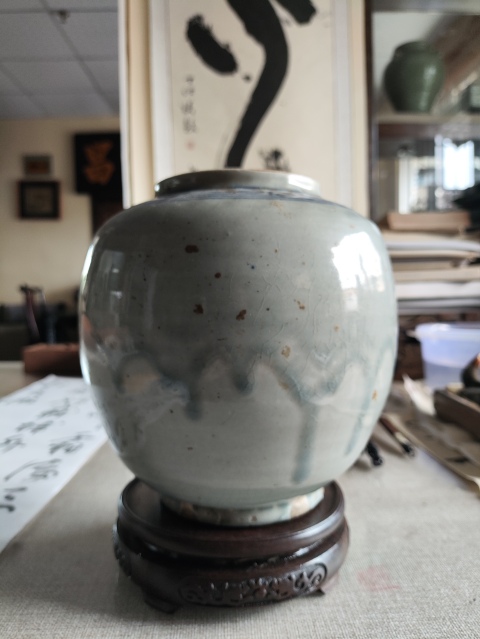 古玩陶瓷清磁州窯青花彩繪花卉紋蓋罐拍賣，當前價格333元