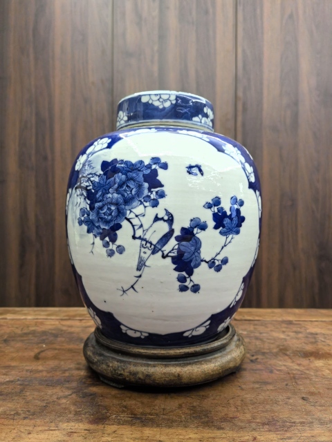 古玩陶瓷清晚期青花花鳥紋蓋罐拍賣,當前價格13888元