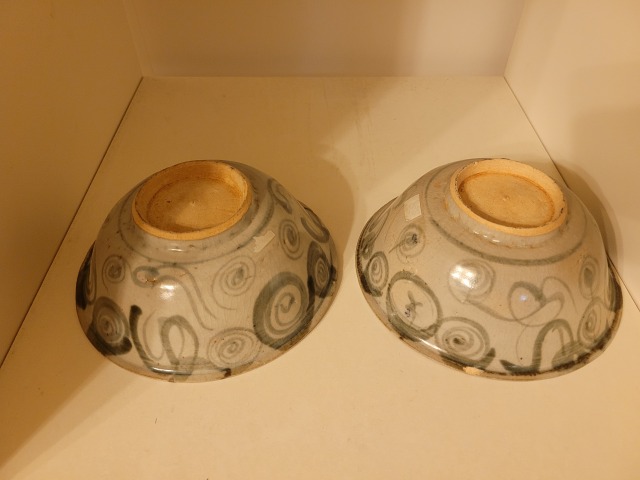 古玩陶瓷【實物保真】明早期.一對青花云氣碗拍賣,當前價格1680元
