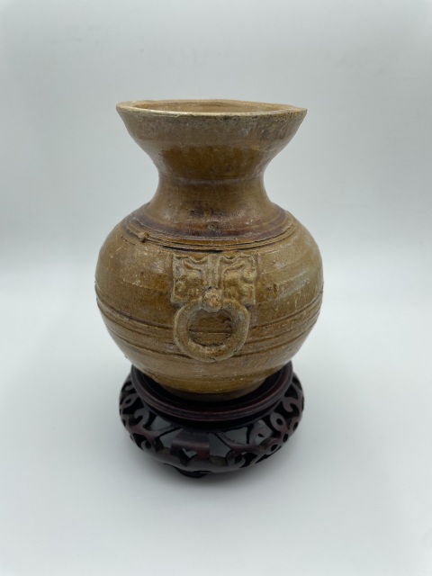 古玩陶瓷漢代黃釉鋪首盤口罐【有保真卡】拍賣，當前價格3688元