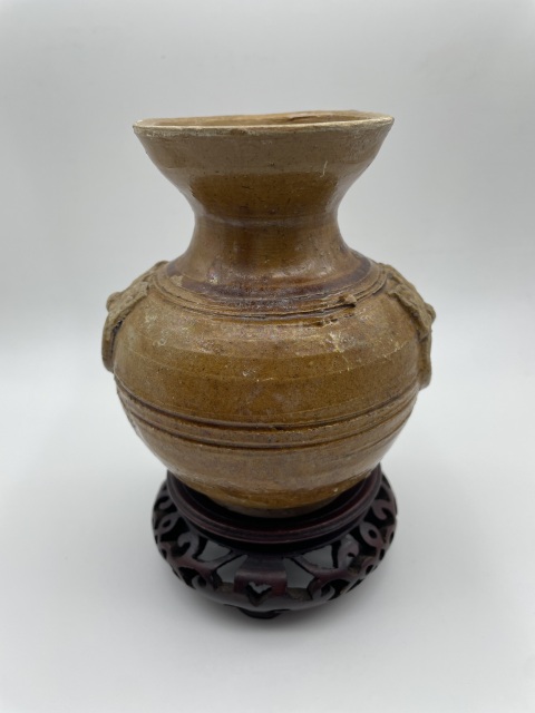 古玩陶瓷漢代黃釉鋪首盤口罐【有保真卡】拍賣，當前價格3688元