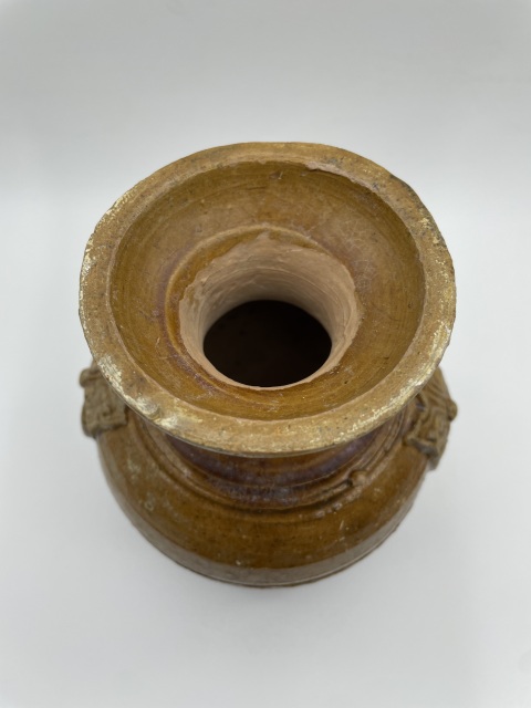 古玩陶瓷漢代黃釉鋪首盤口罐【有保真卡】拍賣，當前價格3688元