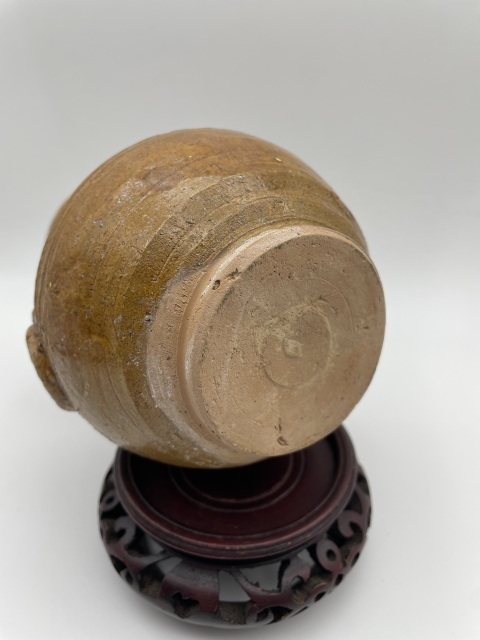 古玩陶瓷漢代黃釉鋪首盤口罐【有保真卡】拍賣，當前價格3688元