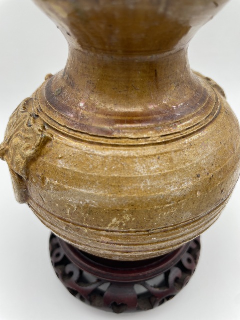 古玩陶瓷漢代黃釉鋪首盤口罐【有保真卡】拍賣，當前價格3688元