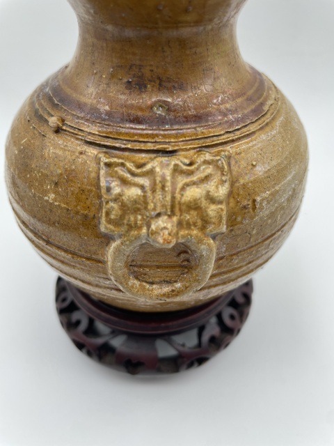 古玩陶瓷漢代黃釉鋪首盤口罐【有保真卡】拍賣，當前價格3688元