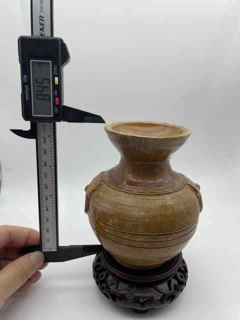 古玩陶瓷漢代黃釉鋪首盤口罐【有保真卡】拍賣，當前價格3688元