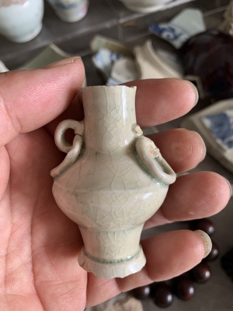 古玩陶瓷湖田窯雙環耳瓶標本拍賣，當前價格30000元