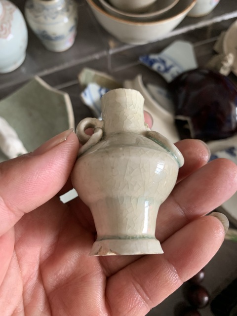 古玩陶瓷湖田窯雙環耳瓶標本拍賣，當前價格30000元