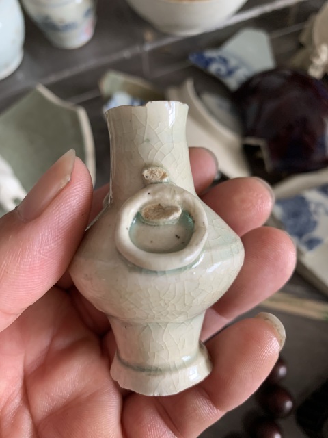 古玩陶瓷湖田窯雙環耳瓶標本拍賣，當前價格30000元