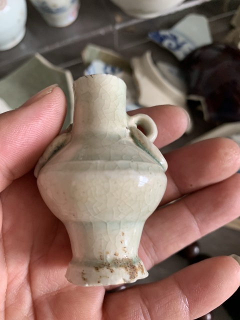 古玩陶瓷湖田窯雙環耳瓶標本拍賣，當前價格30000元