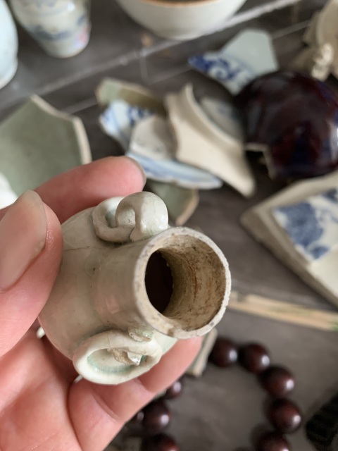 古玩陶瓷湖田窯雙環耳瓶標本拍賣，當前價格30000元