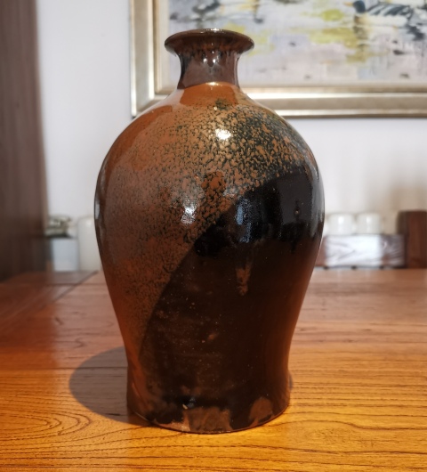 古玩陶瓷明代?窯變黑釉鷓鴣斑梅瓶拍賣,當前價格2500元