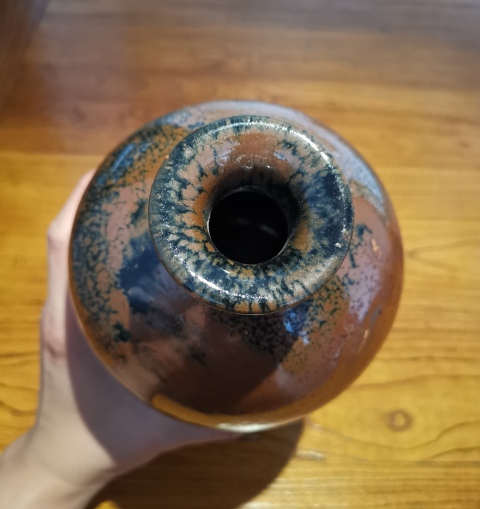 古玩陶瓷明代?窯變黑釉鷓鴣斑梅瓶拍賣,當前價格2500元