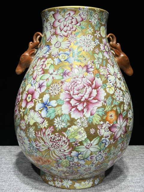 乾隆年制款 粉彩鹿耳大尊 高さ49cm 特大 ウブ品 入手困難 WWTT289 乾隆年制款 粉彩鹿耳大尊 高さ49cm 特大 ウブ品