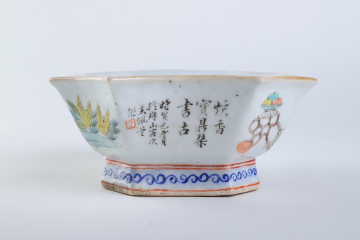 古玩陶瓷清代淺絳彩八角供碗拍賣，當前價格8888元