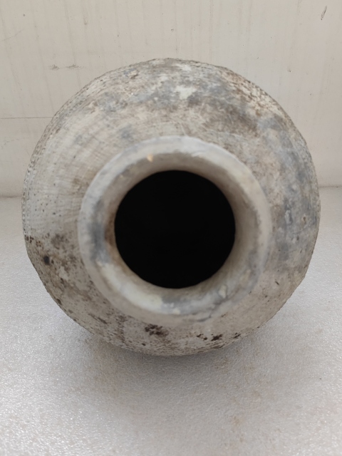 古玩陶瓷灰陶刻線條紋大罐拍賣,當前價格850元