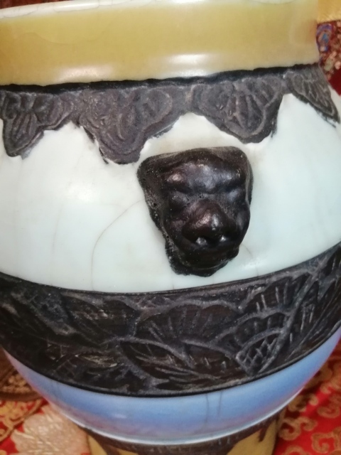 古玩陶瓷哥釉***獅耳蓋罐拍賣，當(dāng)前價格5000元