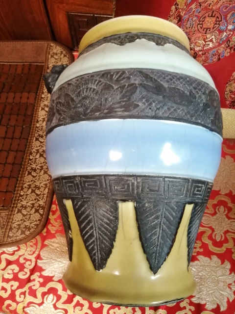 古玩陶瓷哥釉***獅耳蓋罐拍賣，當(dāng)前價格5000元