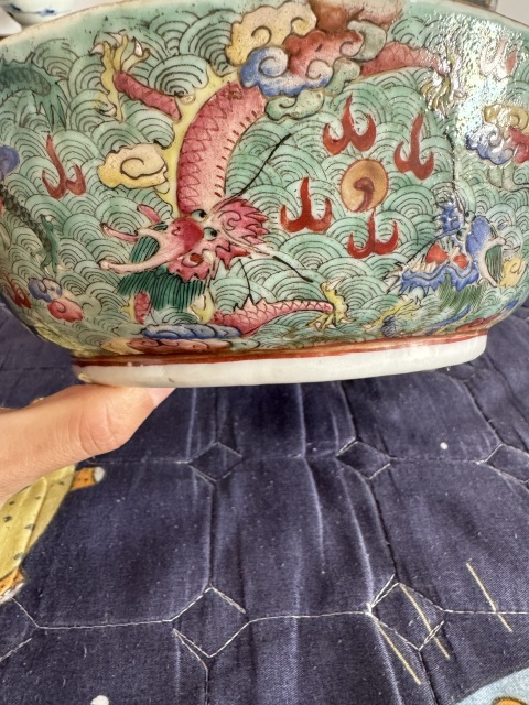 古玩陶瓷大清同治年制款九龍紋大筆洗拍賣(mài)，當(dāng)前價(jià)格58000元
