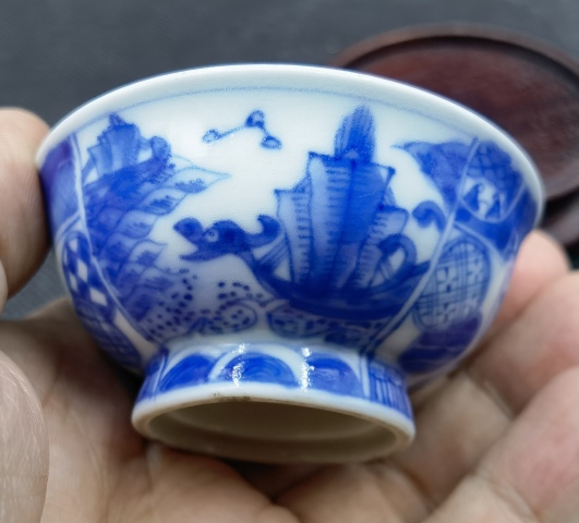 古玩陶瓷青花花卉紋茶碗拍賣,當前價格498元
