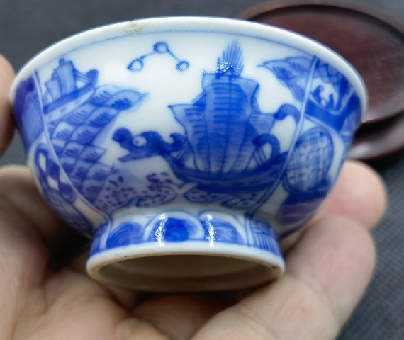 古玩陶瓷青花花卉紋茶碗拍賣,當前價格498元
