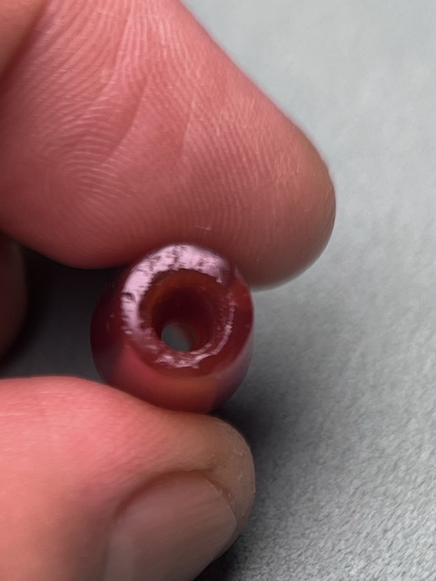 古玩玉器戰國酒紅瑪瑙竹節管2拍賣，當前價格8800元